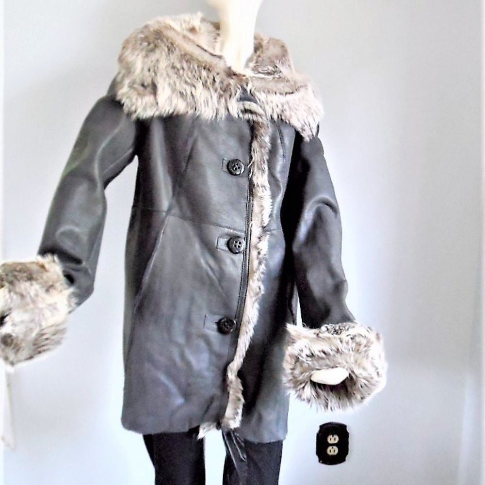 ORWELL  LAMMFELL LEATHER COAT  NWT